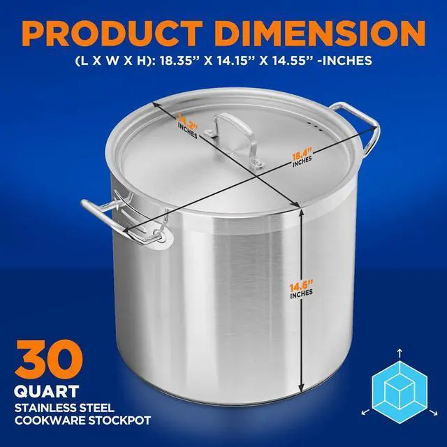 Alt view image 6 of 7 - NutriChef NCSPT30Q Stainless Steel Cookware Stockpot, 30 Quart, Heavy Duty Induction Pot with Lid