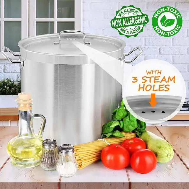 Alt view image 7 of 7 - NutriChef NCSPT30Q Stainless Steel Cookware Stockpot, 30 Quart, Heavy Duty Induction Pot with Lid