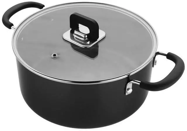 Main image of NutriChef NCWSTKBLKCAS5 Non-Stick Casserole with Lid, 5 Quart, Stylish Kitchen Cookware with Foldable Knob (Black)