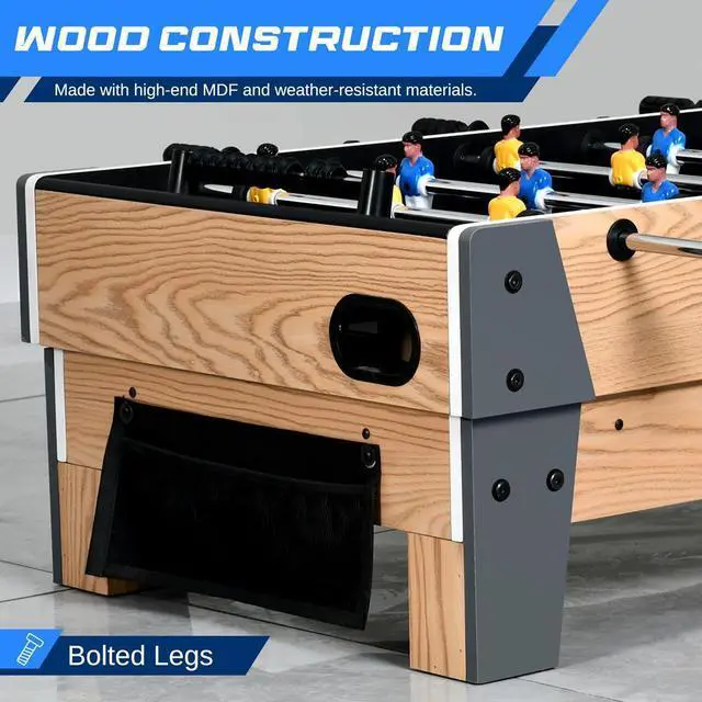 Alt view image 4 of 7 - SereneLife SKARFSDT99 38 Table Top Air Hockey & 40 Foosball Set, 2-in-1 Swivel Game Table with Soccer Ball, Pushers, and Pucks