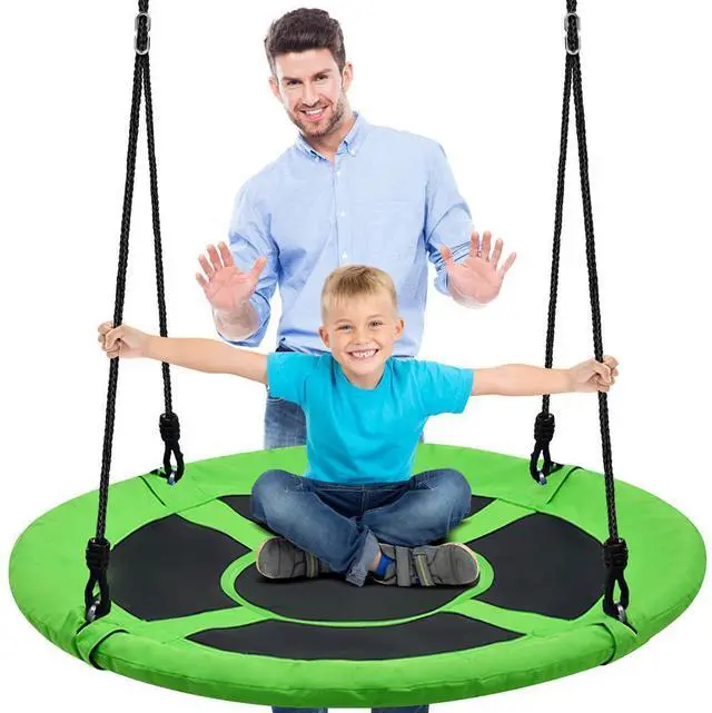 Main image of SereneLife SLSWNG100GN Flying Fun Toy Swing - Indoor/Outdoor Hanging Rope Swing Seat Spinner (Green)