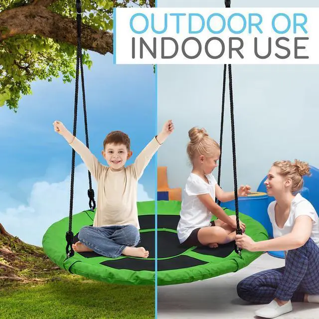 Alt view image 5 of 7 - SereneLife SLSWNG100GN Flying Fun Toy Swing - Indoor/Outdoor Hanging Rope Swing Seat Spinner (Green)