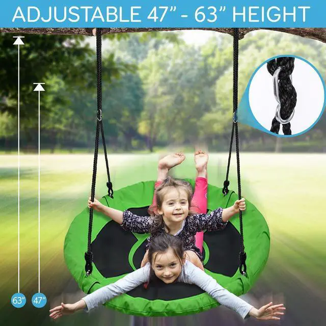 Alt view image 7 of 7 - SereneLife SLSWNG100GN Flying Fun Toy Swing - Indoor/Outdoor Hanging Rope Swing Seat Spinner (Green)