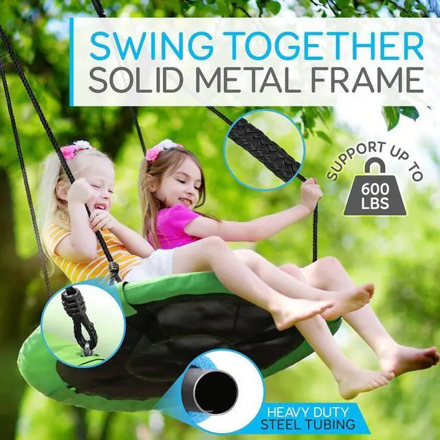 Alt view image 3 of 7 - SereneLife SLSWNG100GN Flying Fun Toy Swing - Indoor/Outdoor Hanging Rope Swing Seat Spinner (Green)