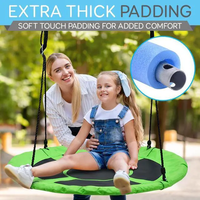 Alt view image 4 of 7 - SereneLife SLSWNG100GN Flying Fun Toy Swing - Indoor/Outdoor Hanging Rope Swing Seat Spinner (Green)