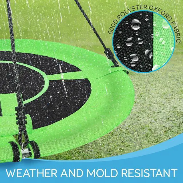Alt view image 6 of 7 - SereneLife SLSWNG100GN Flying Fun Toy Swing - Indoor/Outdoor Hanging Rope Swing Seat Spinner (Green)