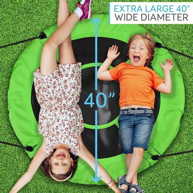Alt view image 2 of 7 - SereneLife SLSWNG100GN Flying Fun Toy Swing - Indoor/Outdoor Hanging Rope Swing Seat Spinner (Green)