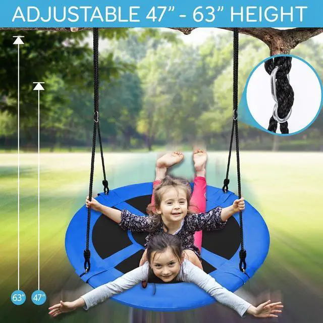 Alt view image 2 of 7 - SereneLife SLSWNG100BL Flying Fun Toy Swing  Indoor/Outdoor Hanging Rope Swinging Seat Spinner (Blue)
