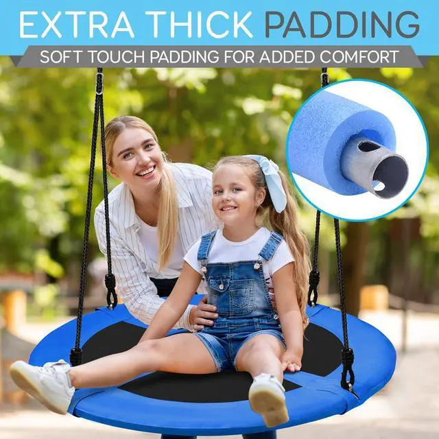 Alt view image 6 of 7 - SereneLife SLSWNG100BL Flying Fun Toy Swing  Indoor/Outdoor Hanging Rope Swinging Seat Spinner (Blue)