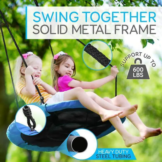 Alt view image 5 of 7 - SereneLife SLSWNG100BL Flying Fun Toy Swing  Indoor/Outdoor Hanging Rope Swinging Seat Spinner (Blue)