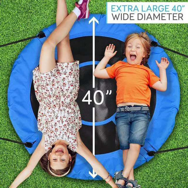 Alt view image 7 of 7 - SereneLife SLSWNG100BL Flying Fun Toy Swing  Indoor/Outdoor Hanging Rope Swinging Seat Spinner (Blue)