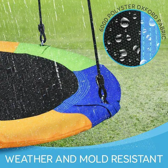 Alt view image 6 of 7 - SereneLife SLSWNG100RB Flying Fun Toy Swing  Indoor/Outdoor Hanging Rope Swinging Seat Spinner (Rainbow)
