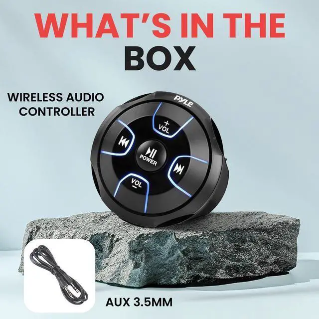 Alt view image 3 of 8 - Pyle Amplified Wireless Bluetooth Audio Controller - 300 Watt Bluetooth Media Button  Waterproof Marine Receiver Remote Control W/Aux  Mount for Car Truck Boat Marine Powersport Vehicles - PLMRBT18