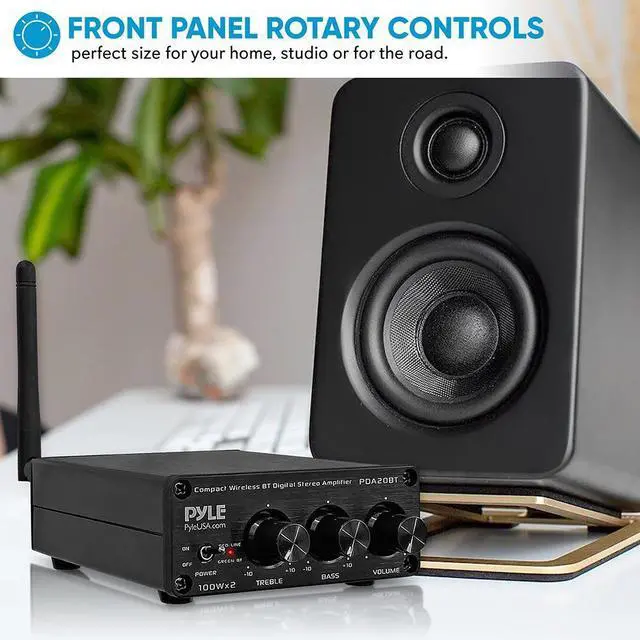 Alt view image 5 of 9 - bluetooth hifi mini audio amplifier - class d digital desktop pc stereo amplifier receiver (2 x 100 watt max) aluminum diecast- pyle pda20bt, micro amp