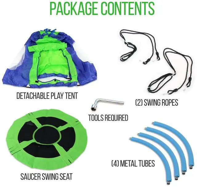 Alt view image 4 of 7 - SereneLife Kids Adjustable Tent Rope Swing Kit - SLSWNG350 - 40" Saucer Seat - Blue