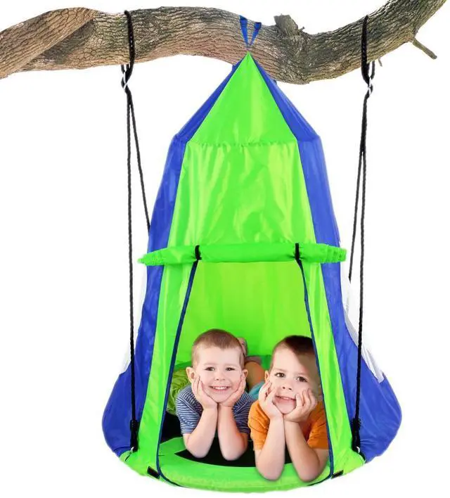 Main image of SereneLife Kids Adjustable Tent Rope Swing Kit - SLSWNG350 - 40" Saucer Seat - Blue