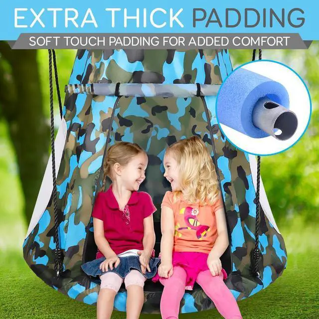 Alt view image 7 of 7 - SereneLife Kids Camouflage Hanging Tent Rope Swing Kit - SLSWNG350CM - 40" Seat