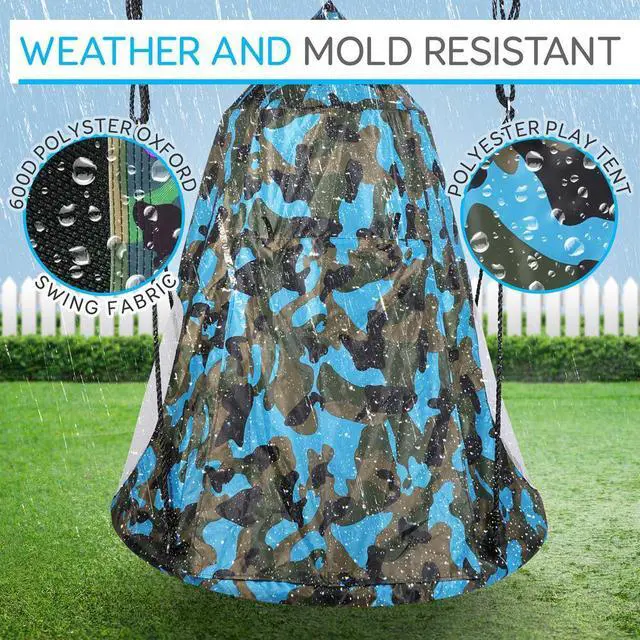 Alt view image 3 of 7 - SereneLife Kids Camouflage Hanging Tent Rope Swing Kit - SLSWNG350CM - 40" Seat