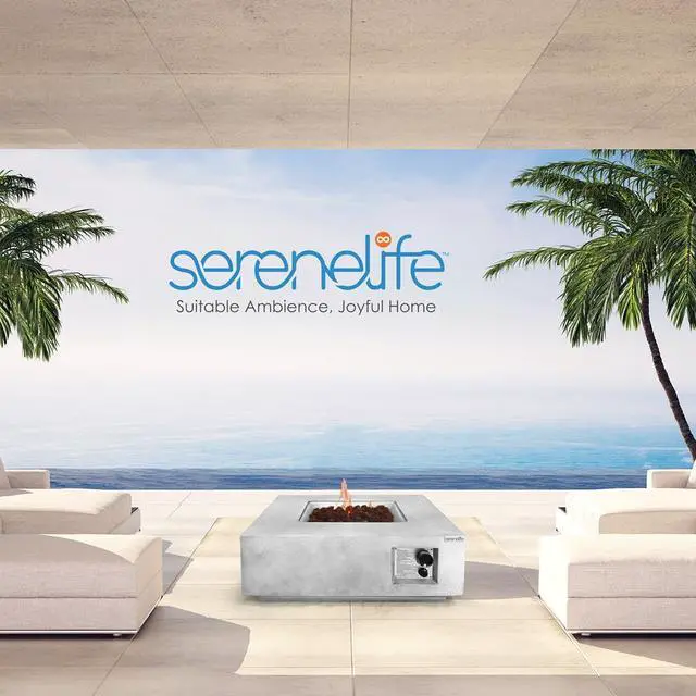 Alt view image 5 of 7 - SereneLife 40,000 BTU Propane Gas Fire Pit Table - SLNFLAG31 - Square with Lava Rock & Cover