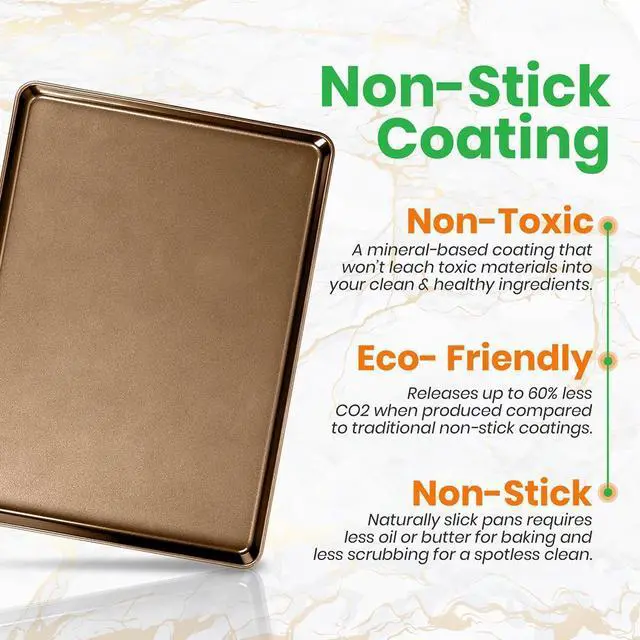 Alt view image 2 of 7 - NutriChef Non-Stick Mega Bake Pan - 1qt, 21.9'' x 15.8'' x 1'', Carbon Steel Construction - Metallic Coating, Dishwasher Safe