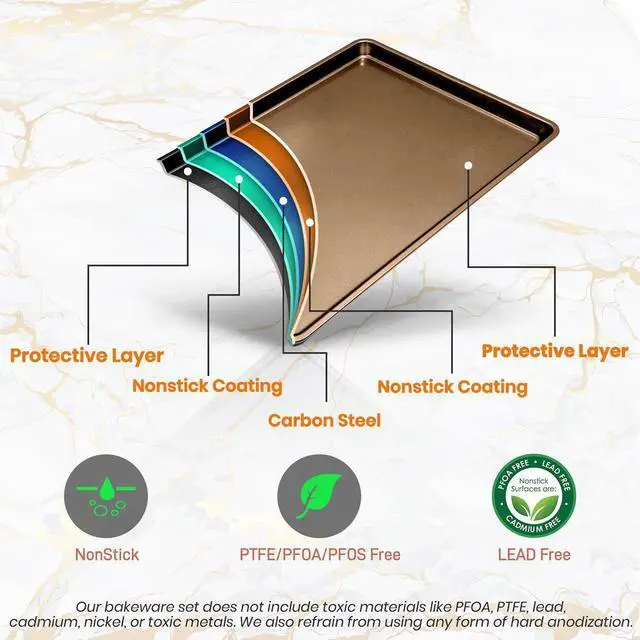 Alt view image 5 of 7 - NutriChef Non-Stick Mega Bake Pan - 1qt, 21.9'' x 15.8'' x 1'', Carbon Steel Construction - Metallic Coating, Dishwasher Safe