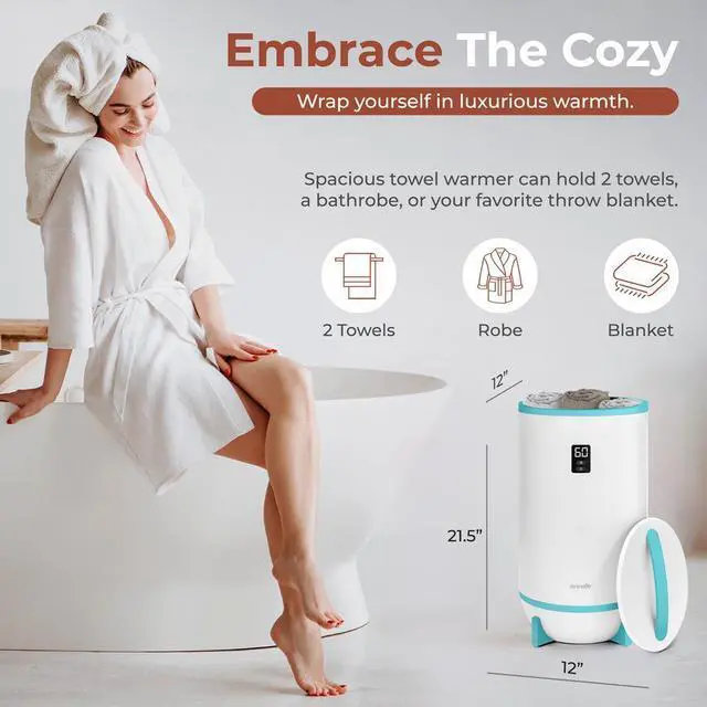 Alt view image 7 of 7 - SereneLife Single Touch Luxury Towel & Blanket Warmer - 500W, Blue, 20L Capacity, with Timer & Fragrant Disc Holder