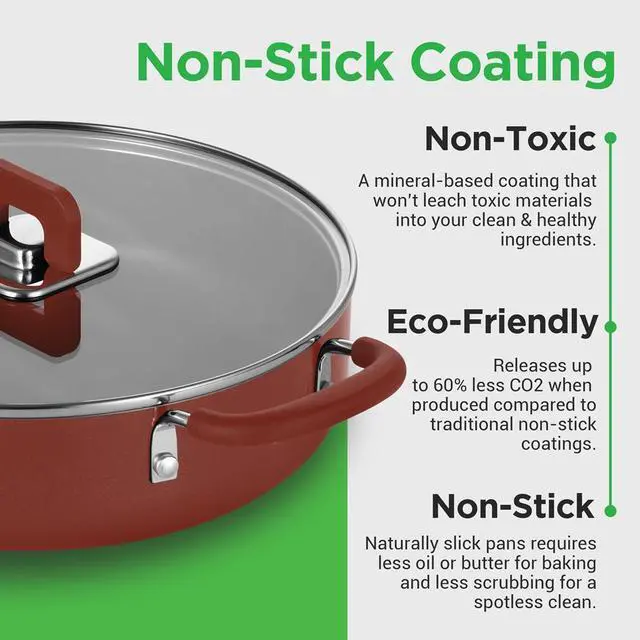 Alt view image 3 of 3 - NutriChef 5-Quart Non-Stick Casserole with Lid - Brown, Stylish Kitchen Cookware, Foldable Knob, Induction Safe