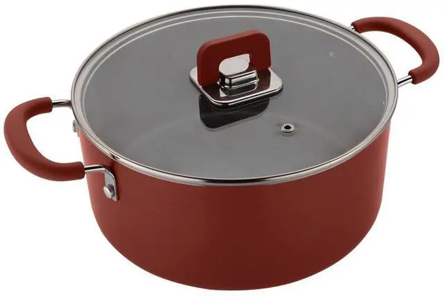 Main image of NutriChef 5-Quart Non-Stick Casserole with Lid - Brown, Stylish Kitchen Cookware, Foldable Knob, Induction Safe