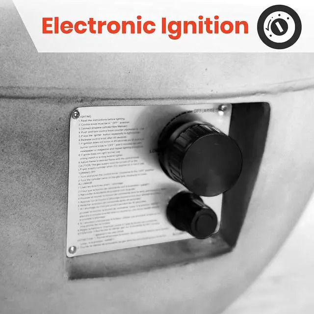 Alt view image 2 of 7 - SereneLife 40,000 BTU Propane Gas Fire Pit Table - Round, Stainless Steel Burner, Blue Glass Rocks, with PVC Cover for Outdoor Use