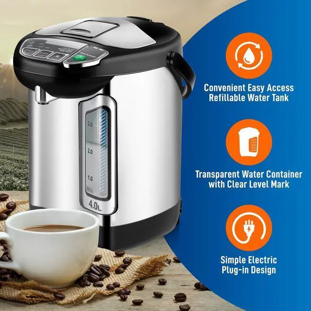 Alt view image 5 of 7 - NutriChef 4L Digital Hot Water Dispenser - Instant Water Boiler, Auto Dispense Safety Lock, Adjustable Temperature (4.227 quarts)