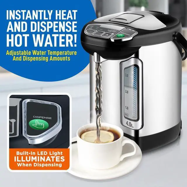 Alt view image 6 of 7 - NutriChef 4L Digital Hot Water Dispenser - Instant Water Boiler, Auto Dispense Safety Lock, Adjustable Temperature (4.227 quarts)