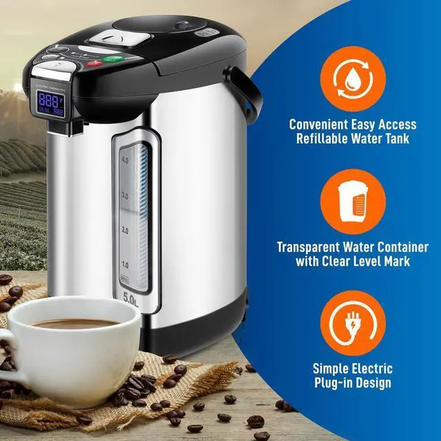 Alt view image 2 of 7 - NutriChef 5L Digital Hot Water Dispenser - Instant Water Boiler, Adjustable Temperature, Auto Dispense Safety Lock (5.283 quarts)