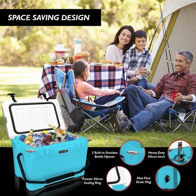 Alt view image 7 of 7 - SereneLife 25-Quart Portable Cooler Box - Blue, Holds 63 Cans, Ice Retention Up to 5 Days