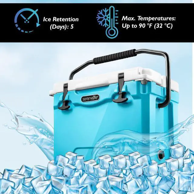 Alt view image 6 of 7 - SereneLife 25-Quart Portable Cooler Box - Blue, Holds 63 Cans, Ice Retention Up to 5 Days