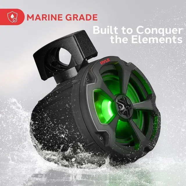 Alt view image 7 of 7 - Pyle 6.5" Off-Road Marine Bluetooth Speakers with RGB Lights, 1200W Amplified Vehicle Speaker System for ATV, UTV, 4x4, Jeep