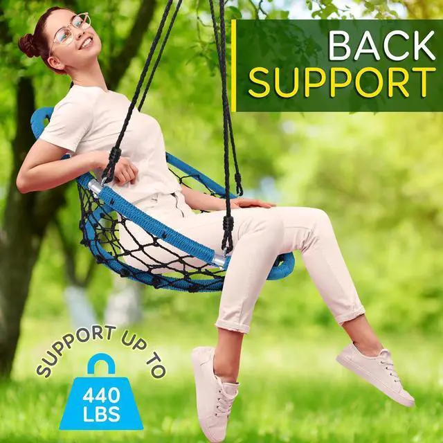 Alt view image 5 of 7 - SereneLife Spider Web Swing - Indoor/Outdoor Hanging Rope Swinging Seat Spinner for Children & Small Adults, 440 lb Capacity