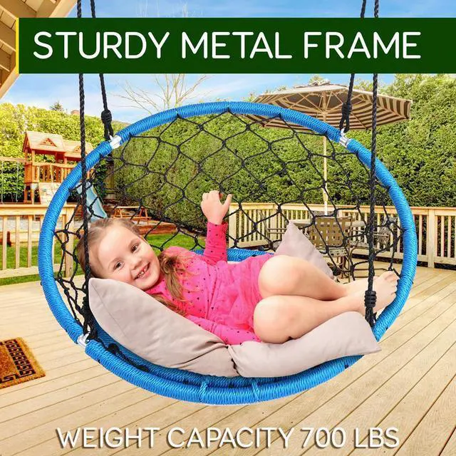 Alt view image 4 of 7 - SereneLife Spider Web Swing - Indoor/Outdoor Hanging Rope Swinging Seat Spinner for Children & Small Adults, 440 lb Capacity