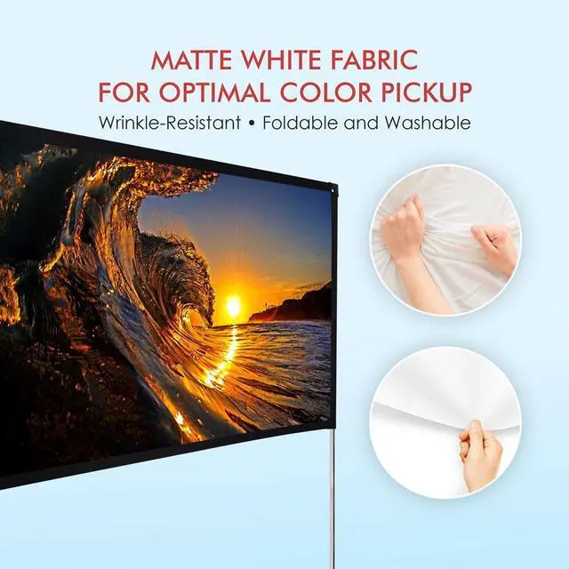 Alt view image 6 of 7 - Pyle 100" Portable Outdoor Projection Screen - Lightweight HD 16:9 Viewing with Frame Stand, Matte White Fabric