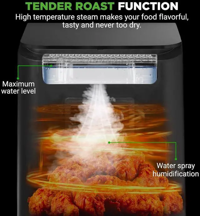 Alt view image 5 of 7 - NutriChef 6L Digital Air Fryer with Silver Handle - Customized Digital Display, Electric Oil-Free Cooker with Transparent Window (Black)