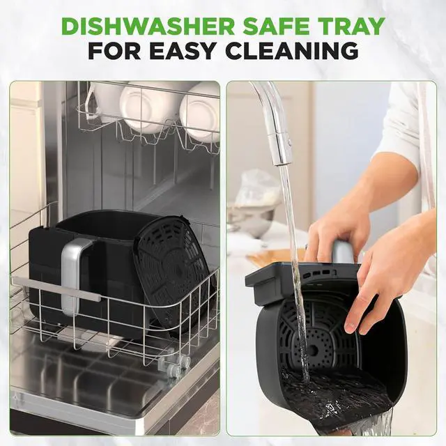 Alt view image 7 of 7 - NutriChef 6L Digital Air Fryer with Silver Handle - Customized Digital Display, Electric Oil-Free Cooker with Transparent Window (Black)