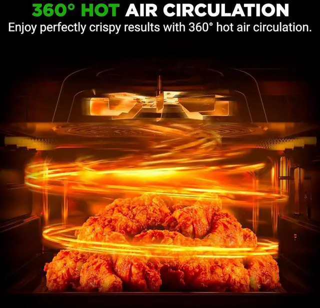 Alt view image 3 of 7 - NutriChef 6L Digital Air Fryer with Silver Handle - Customized Digital Display, Electric Oil-Free Cooker with Transparent Window (Black)