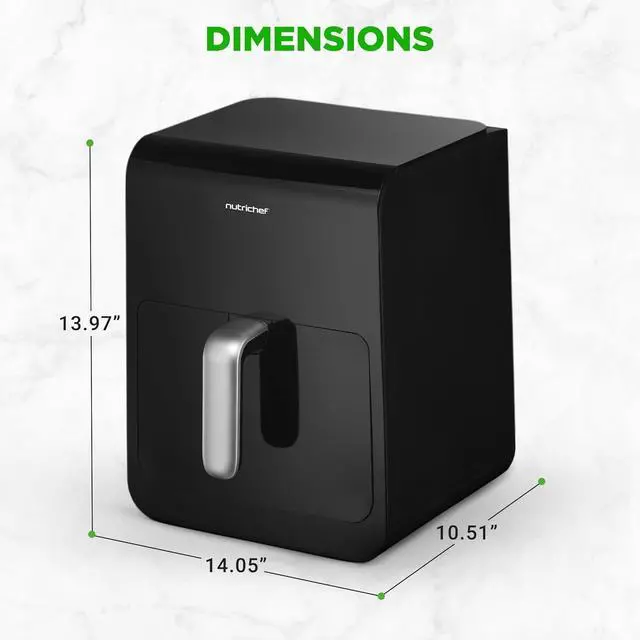 Alt view image 6 of 7 - NutriChef 6L Digital Air Fryer with Silver Handle - Customized Digital Display, Electric Oil-Free Cooker with Transparent Window (Black)