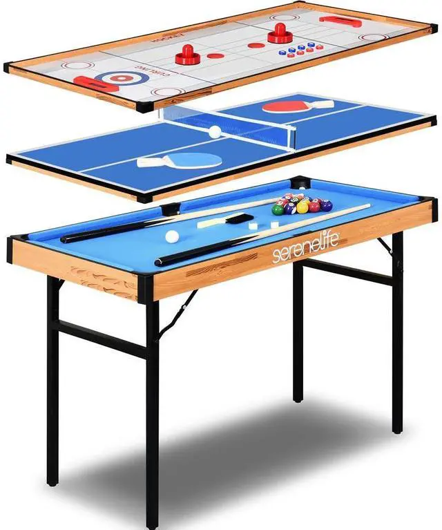 Main image of SereneLife 4-in-1 Multi-Function Game Table  Includes Pool Table, Hockey Table, Shuffleboard Table, and Pingpong Table