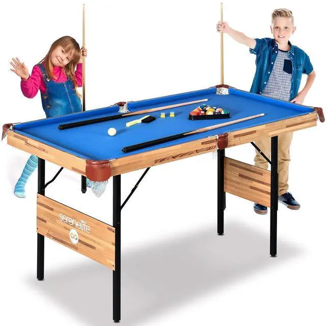 Main image of SereneLife 54'' Portable and Foldable Wooden Pool Table with Accessory Kit