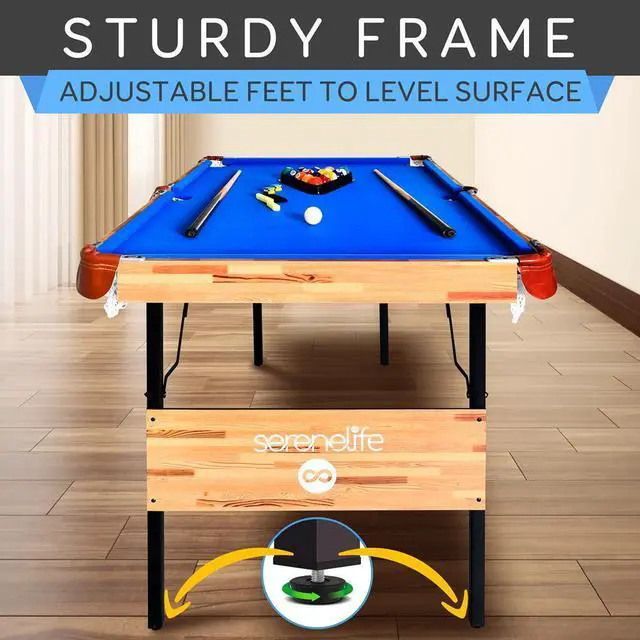 Alt view image 5 of 7 - SereneLife 54'' Portable and Foldable Wooden Pool Table with Accessory Kit