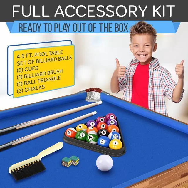 Alt view image 7 of 7 - SereneLife 54'' Portable and Foldable Wooden Pool Table with Accessory Kit