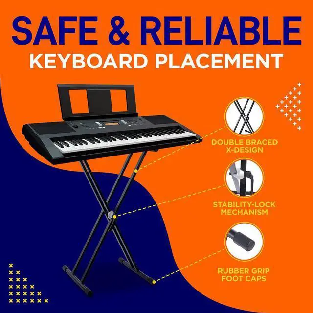 Alt view image 7 of 7 - Pyle Electronic Keyboard Stand - Digital Piano Keyboard Mount Holder, Height Adjustable