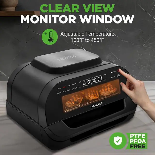 Alt view image 2 of 7 - NutriChef Smart Griller with Air Frying Combo  7 Cooking Functions, Removable Grill Plates, Adjustable Temperature, Smokeless Indoor Grill