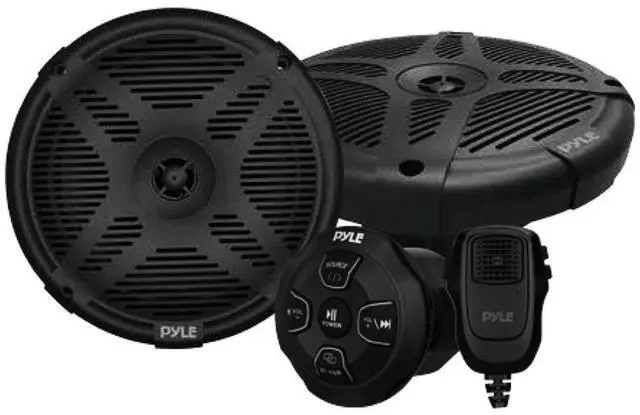 Main image of Dual 6.5 Waterproof-Rated Marine Speakers with Amplified Wireless BT Streaming Control Unit & Compact Handheld Broadcasting Microphone