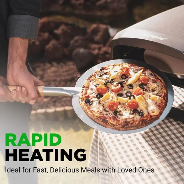 Alt view image 3 of 7 - NutriChef 360° Rotating Portable Pizza Oven, 12 Pizza Stone, Adjustable Heat Control, Includes Pizza Peel, Regulator & Hose  Black